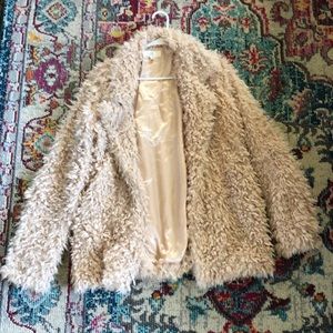 Gorgeous tan teddy 70s style shaggy jacket boho